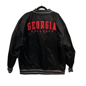 NWT Georgia Bulldogs Rivalry Threads Men's Satin Bomber Jacket L Black Red